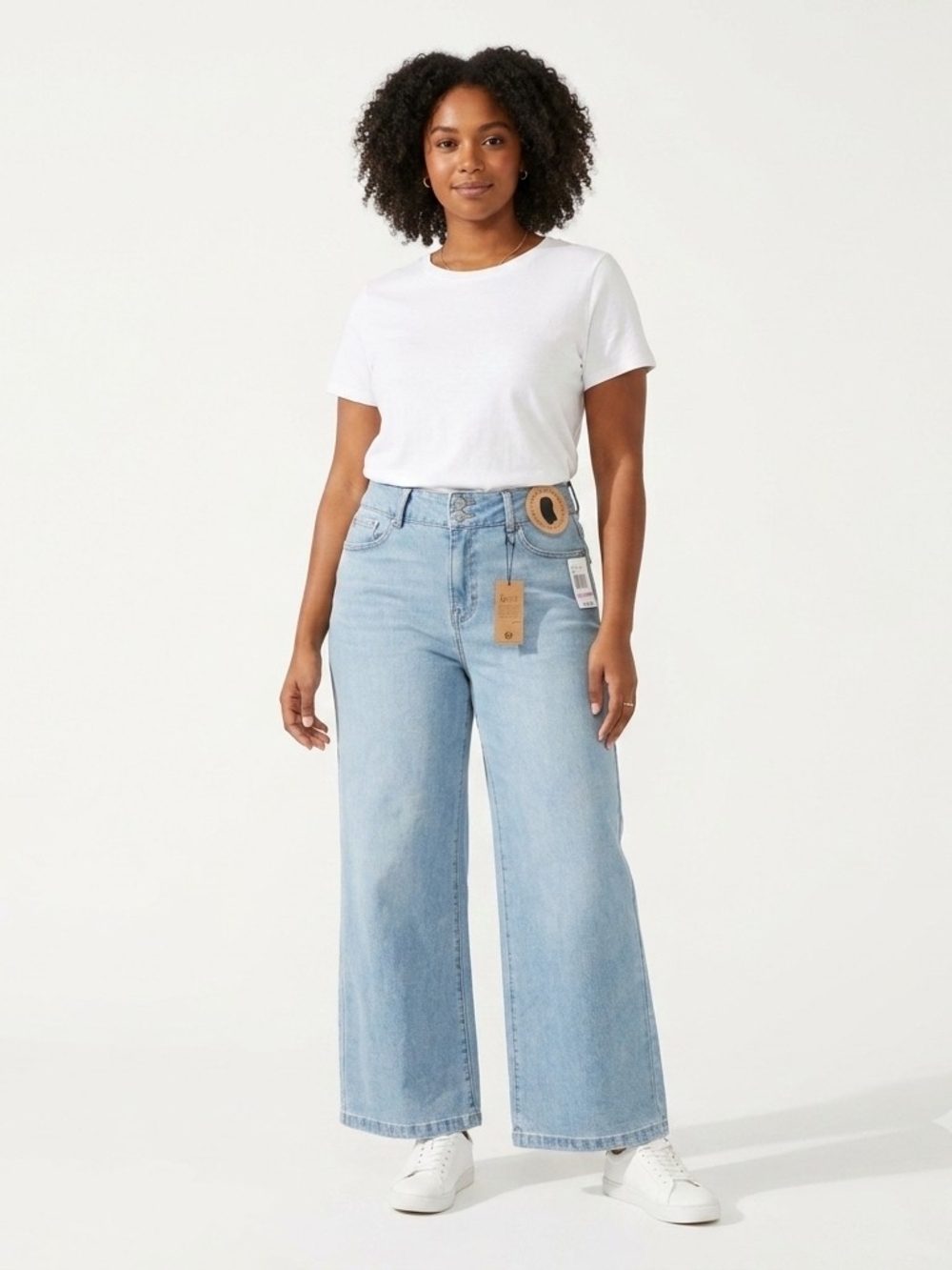 Curve Appeal High-Rise Wide Leg Jeans NWT Size 10/30 Light Wash Stretch